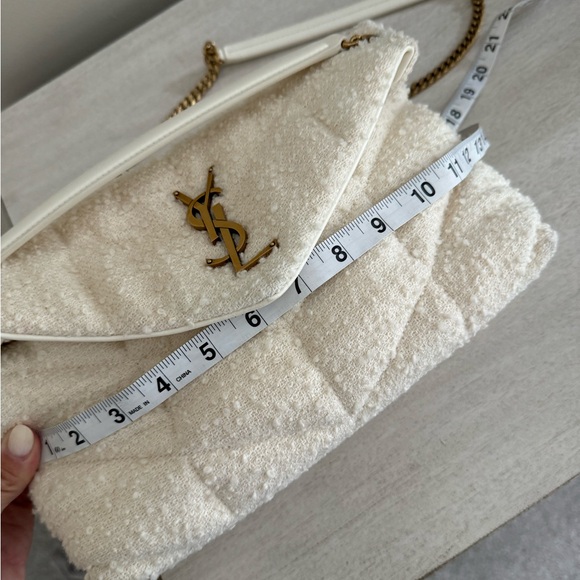 YSL Saint Laurent Small Lou Lou Tweed Boucle Cream Purse - Picture 5 of 12